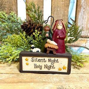 Silent Night Holy Night Holy Family Block Statue NEW!